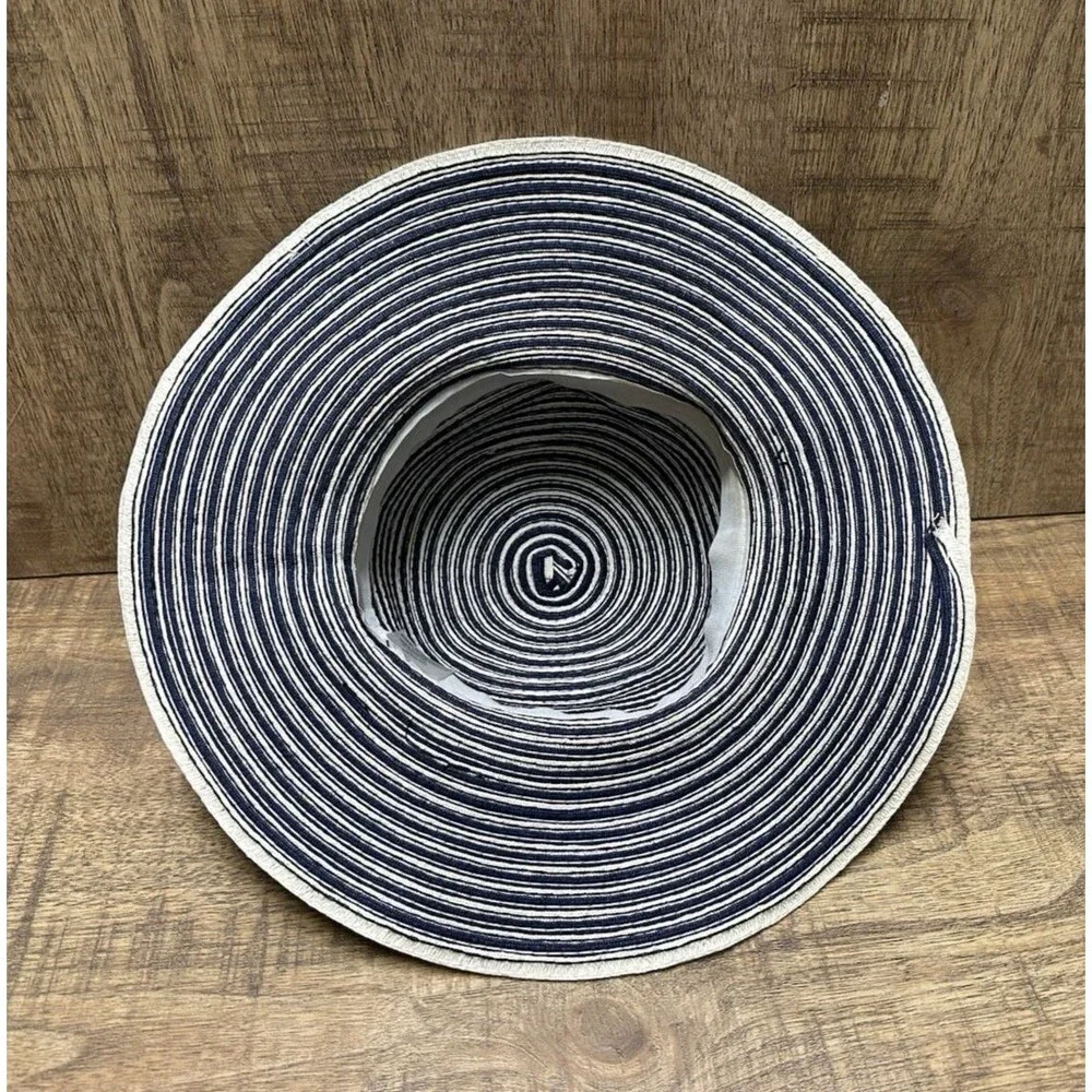 Navy & White Striped Paper straw sun hat By CVS Pharmacy one size fits most